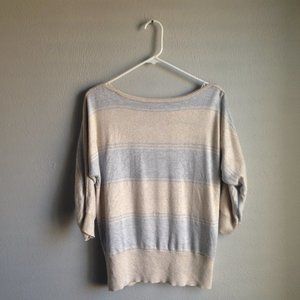 WHBM Stripe 3/4 Sleeve Sweater Sz L EUC